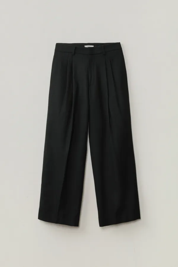 PEYDEN WOOL PINTUCK SLACKS_BLACK