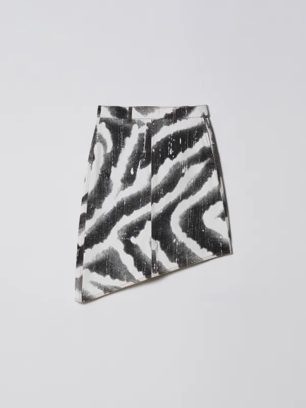 ZEBRA PRINTING DENIM SKIRT [BLACK]