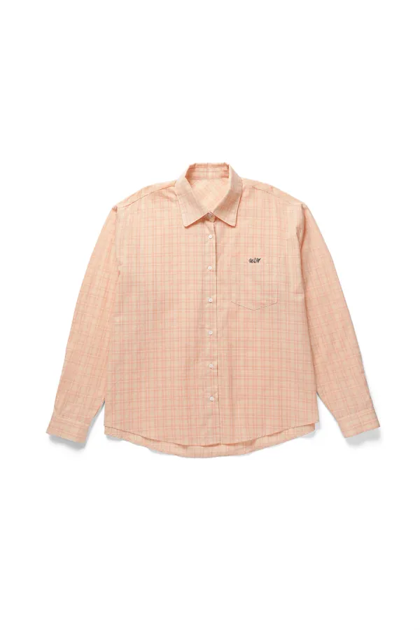 Peeky check shirt_peach