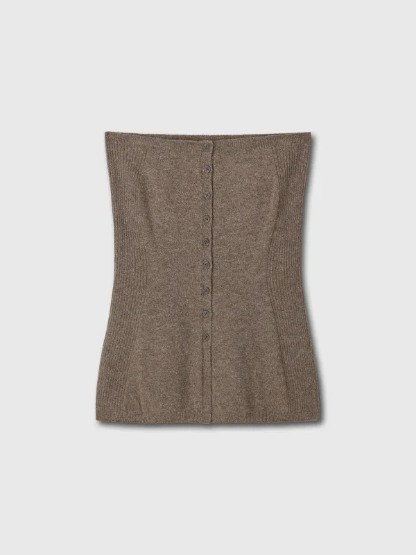 MERINO WOOL KNITTED BUSTIER_ BROWN