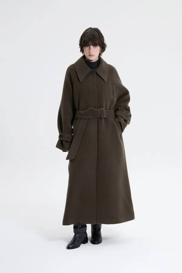 Traum Balmacaan Long Coat [ Khaki Brown ]