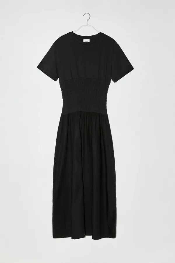SMOKING TOP LAYERED ONE-PIECE - BLACK