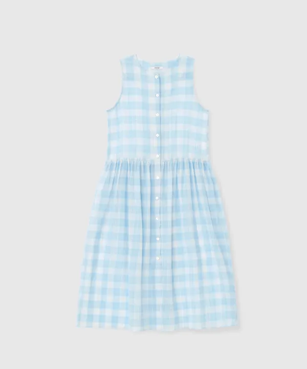 Sheer tartan dress (Sky blue)