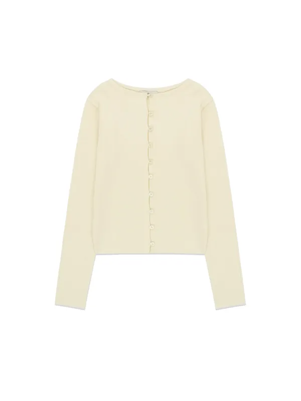 Button Up Knit Top Ivory