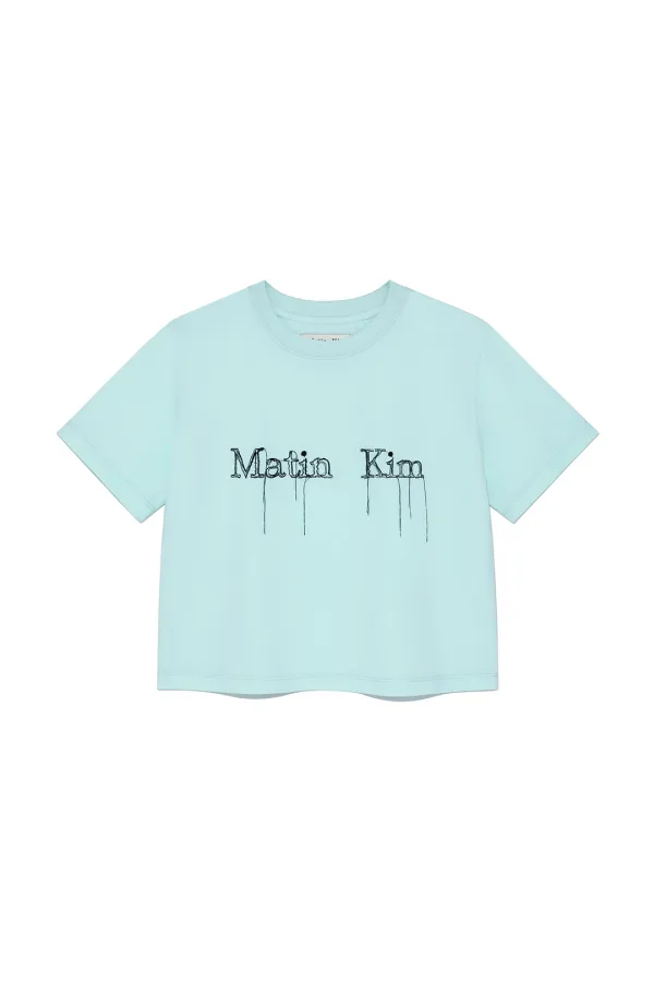 LOGO THREAD POINT CROP TOP IN LIGHT BLUE