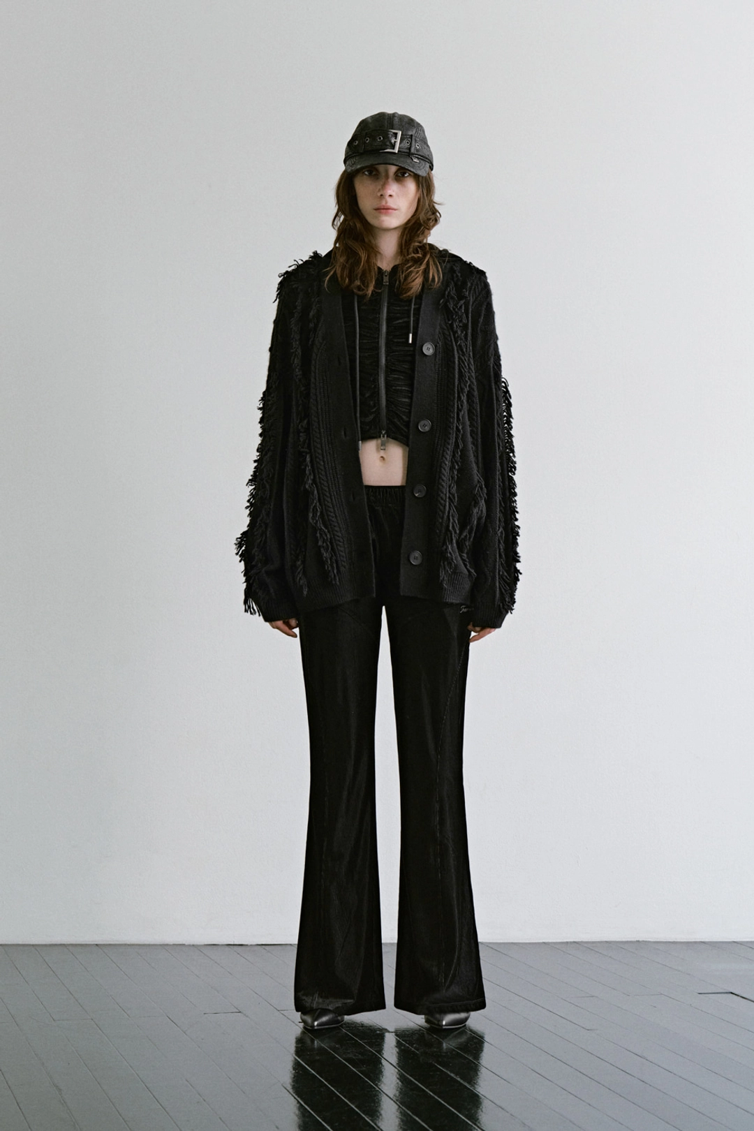 트리밍버드 Fringe-Cut Cable Knit Cardigan [ Black ] 상품 이미지 2
