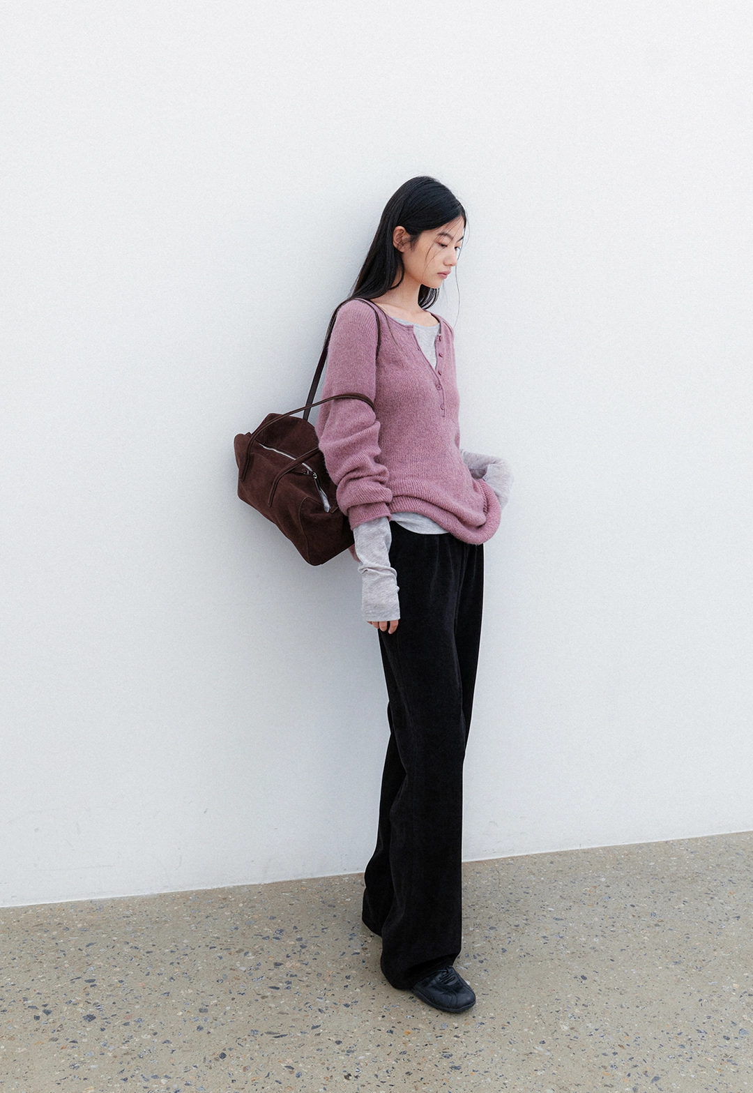 아뜰리에 나인 (T-7306)SHEER HENLEY NECK KNIT 상품 이미지 3