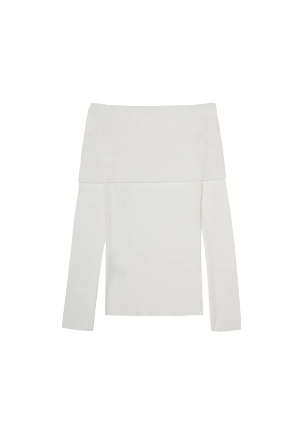 SILHOUETTE OPEN-SHOULDER KNIT, IVORY
