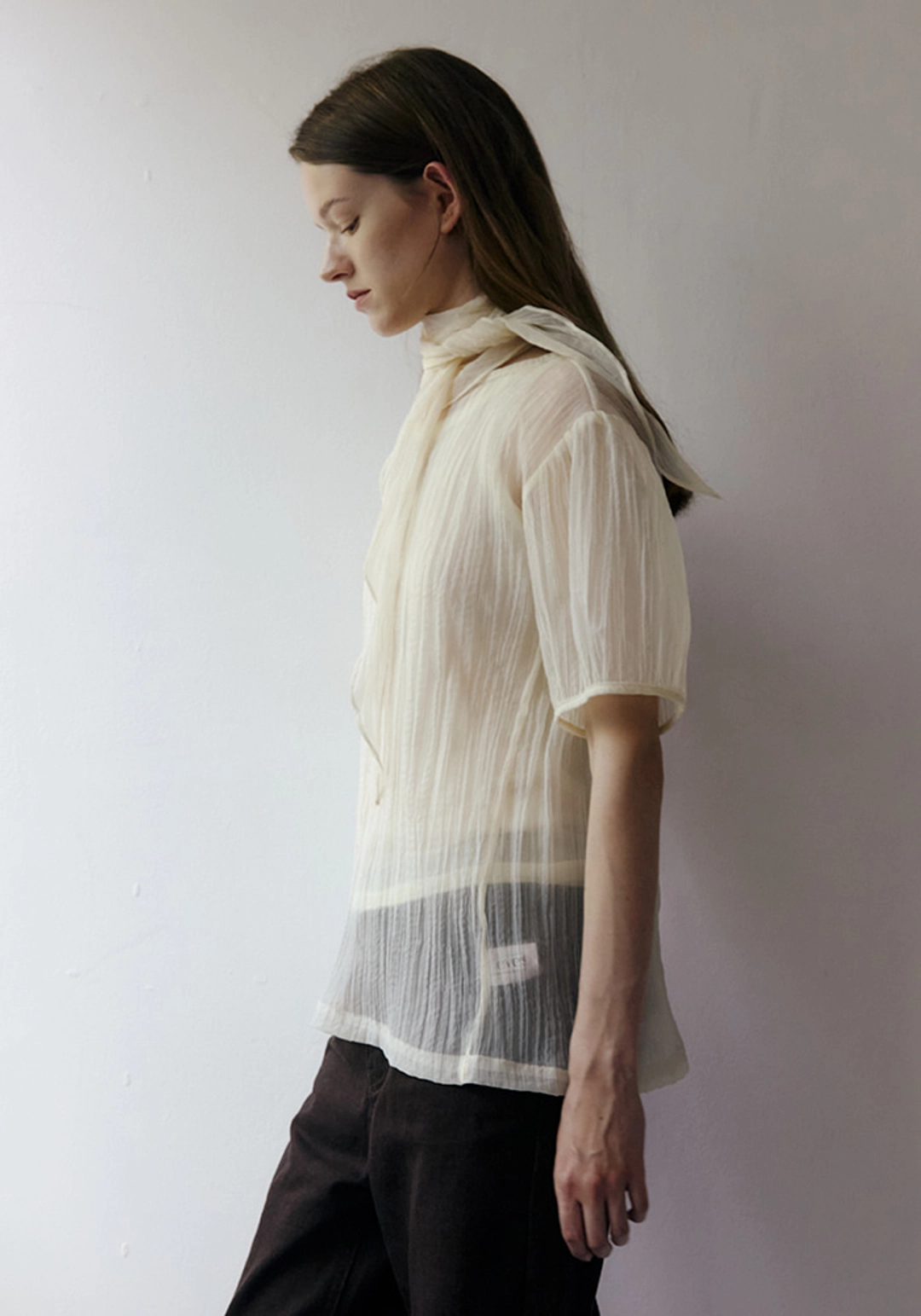 이브세이지 Sheer scarf blouse (Ivory) 상품 이미지 2