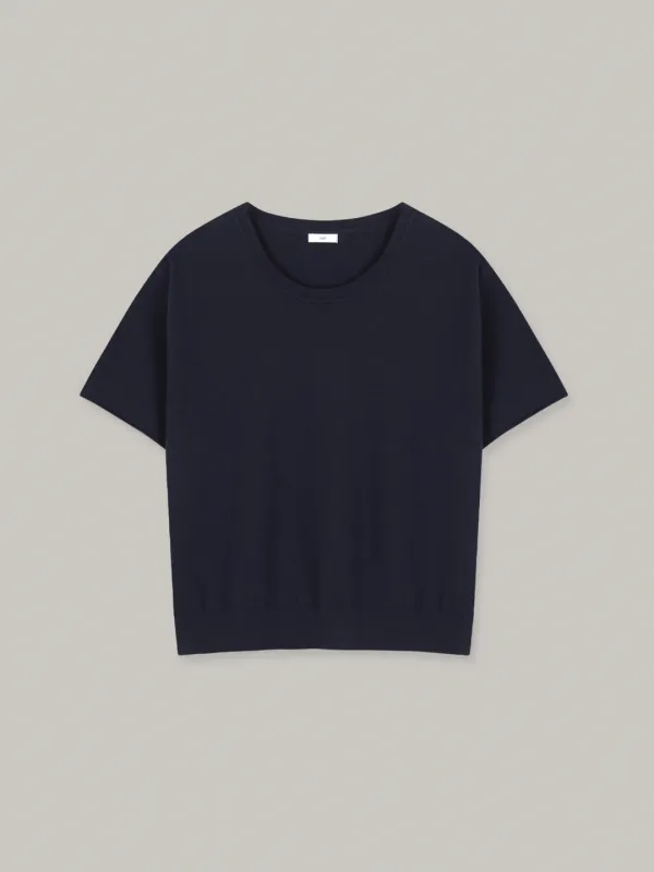 merino short sleeve pullover (navy)