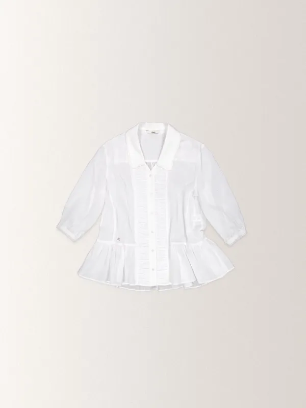 BOHEMIAN SHIRRING BLOUSE [ WHITE ]