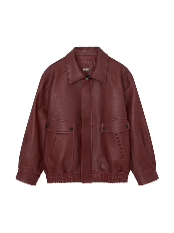 G LAMBSKIN LEATHER JACKET (WINE)