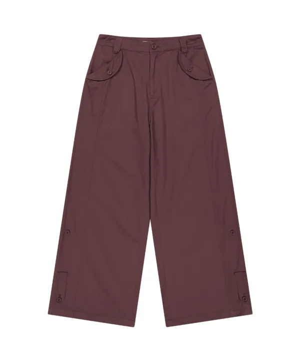 WASHED BUTTON TAB PANTS WINE