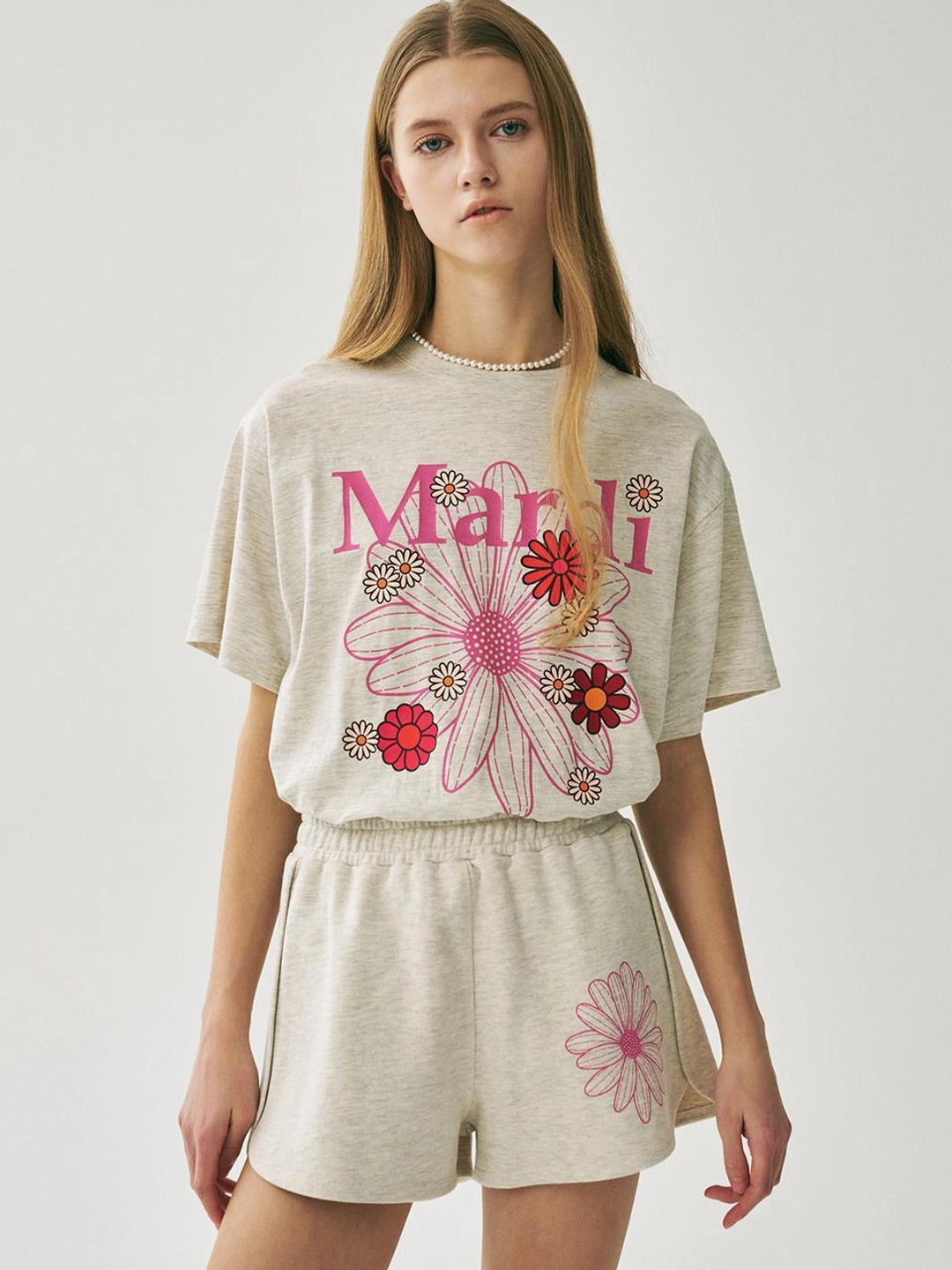 마르디 메크르디 TSHIRT FLOWERMARDI BLOSSOM_OATMEAL PINK 상품 이미지 2