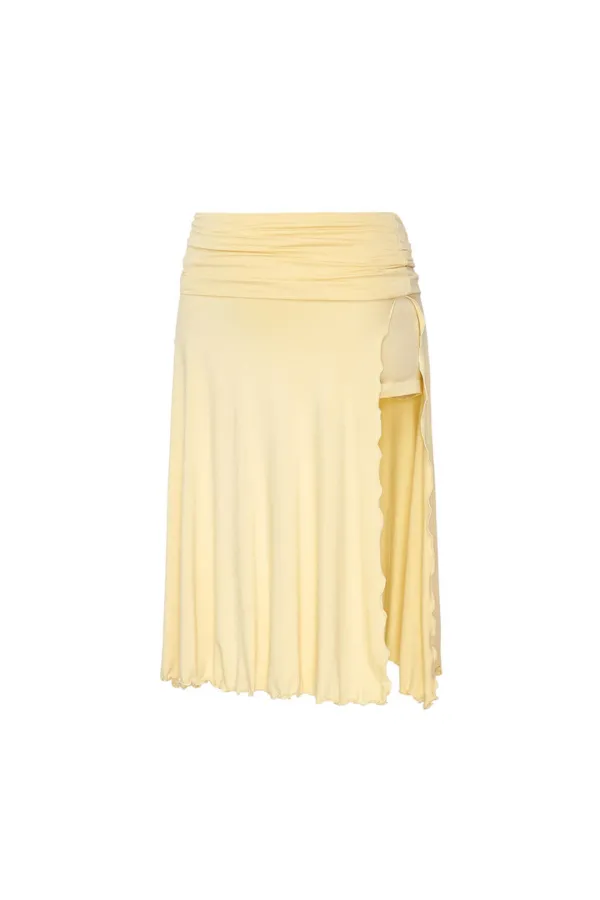 SLIT MIDI SKIRT PANTS (BUTTER)