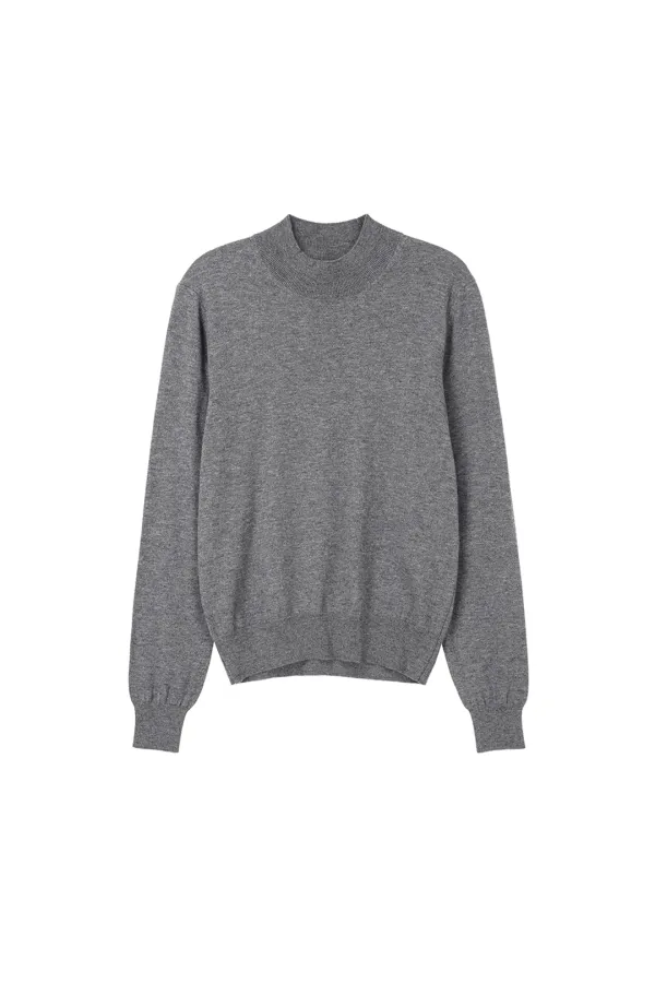 Wool Cotton Turtle Neck, Grey
