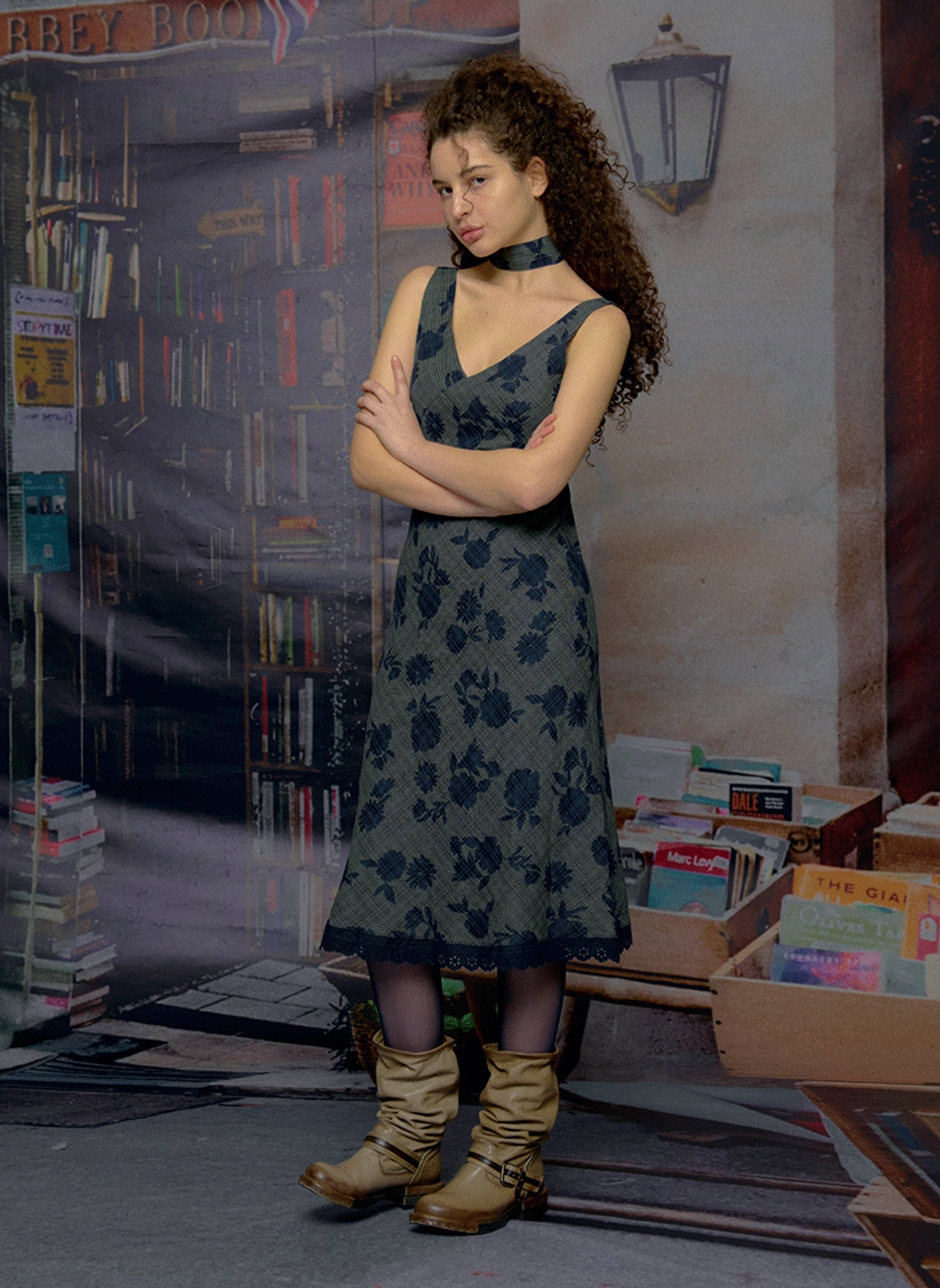 루루서울 Eternal Eve Midi Dress (Scarf Set / Navy) 상품 이미지 2