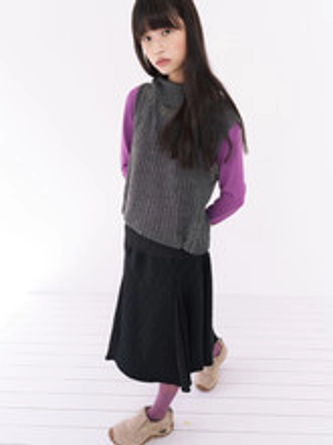 무음 Patchwork Flare Skirt (Black) 상품 이미지 3