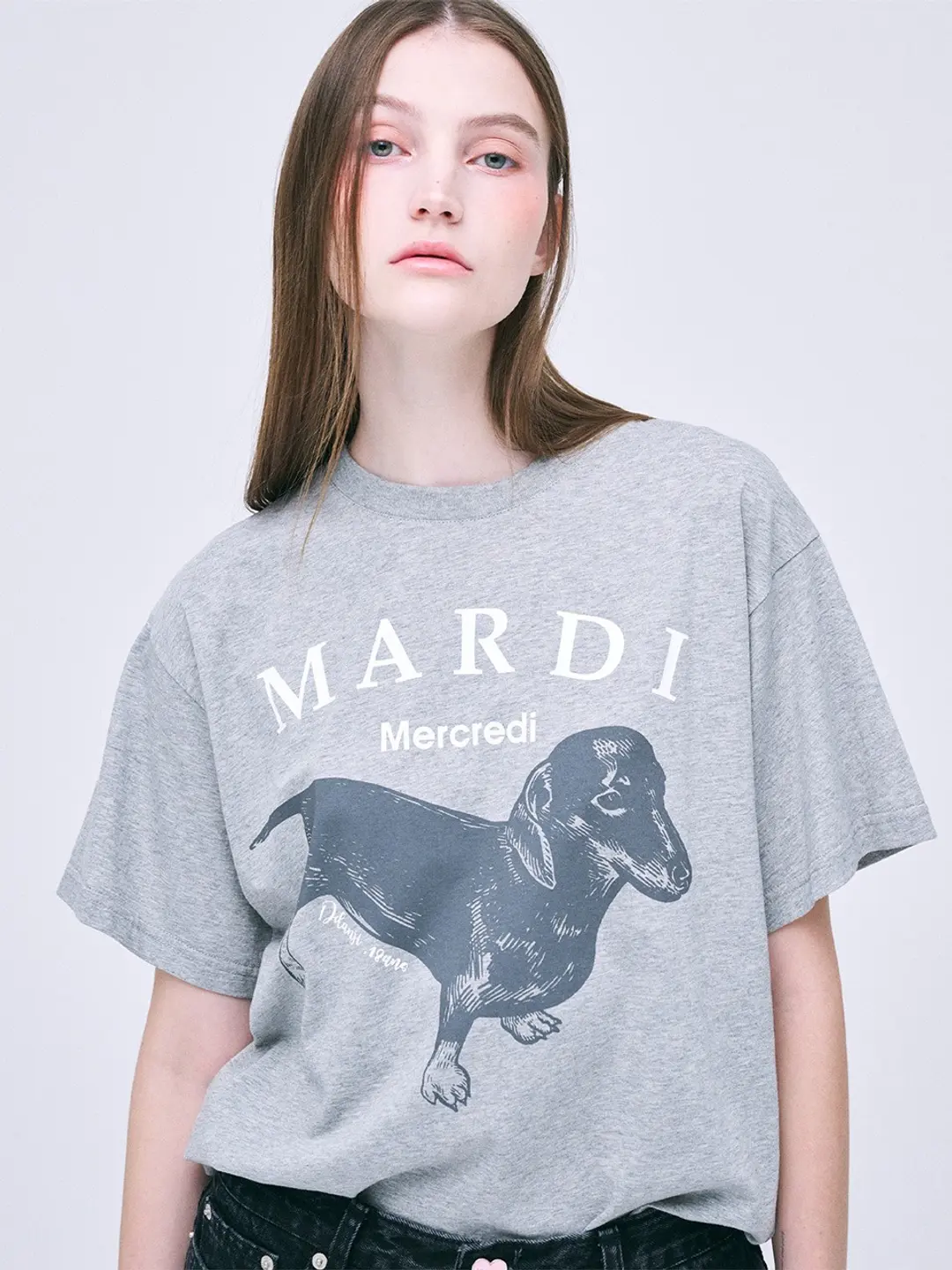마르디 메크르디 [6/8 순차배송] TSHIRT DDANJI_GREY WHITE 상품 이미지 2