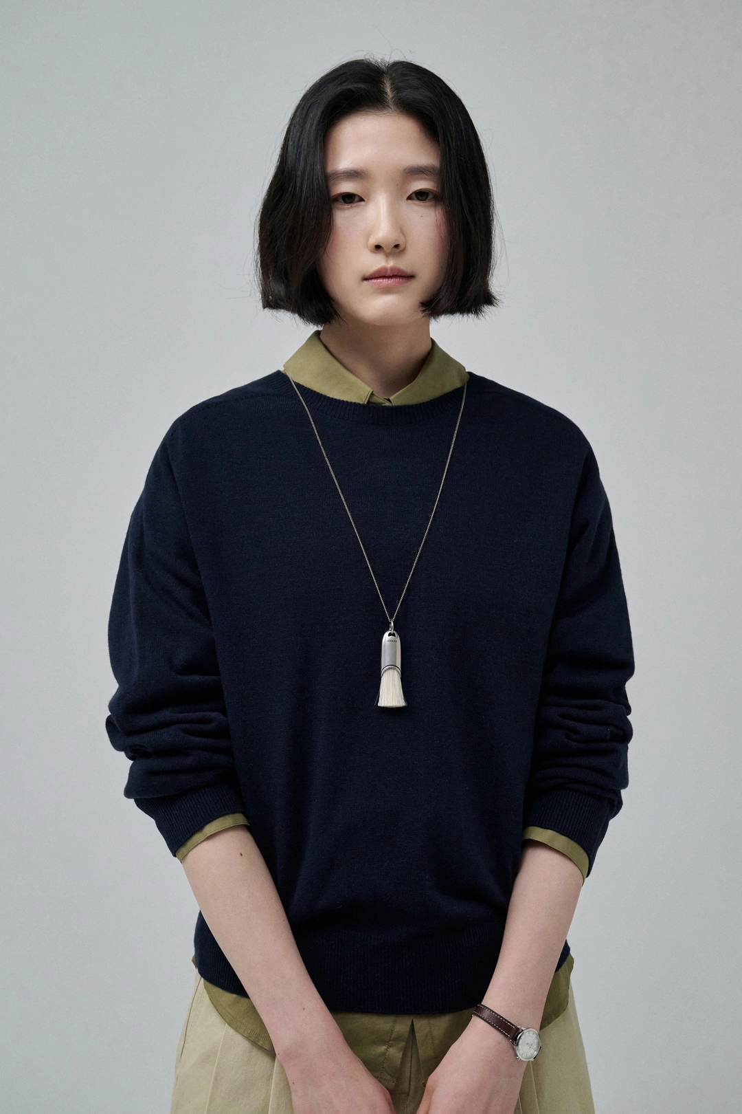세이지먼트 SEIRA WHOLEGARMENT ROUND-NECK KNIT_NAVY 상품 이미지 2