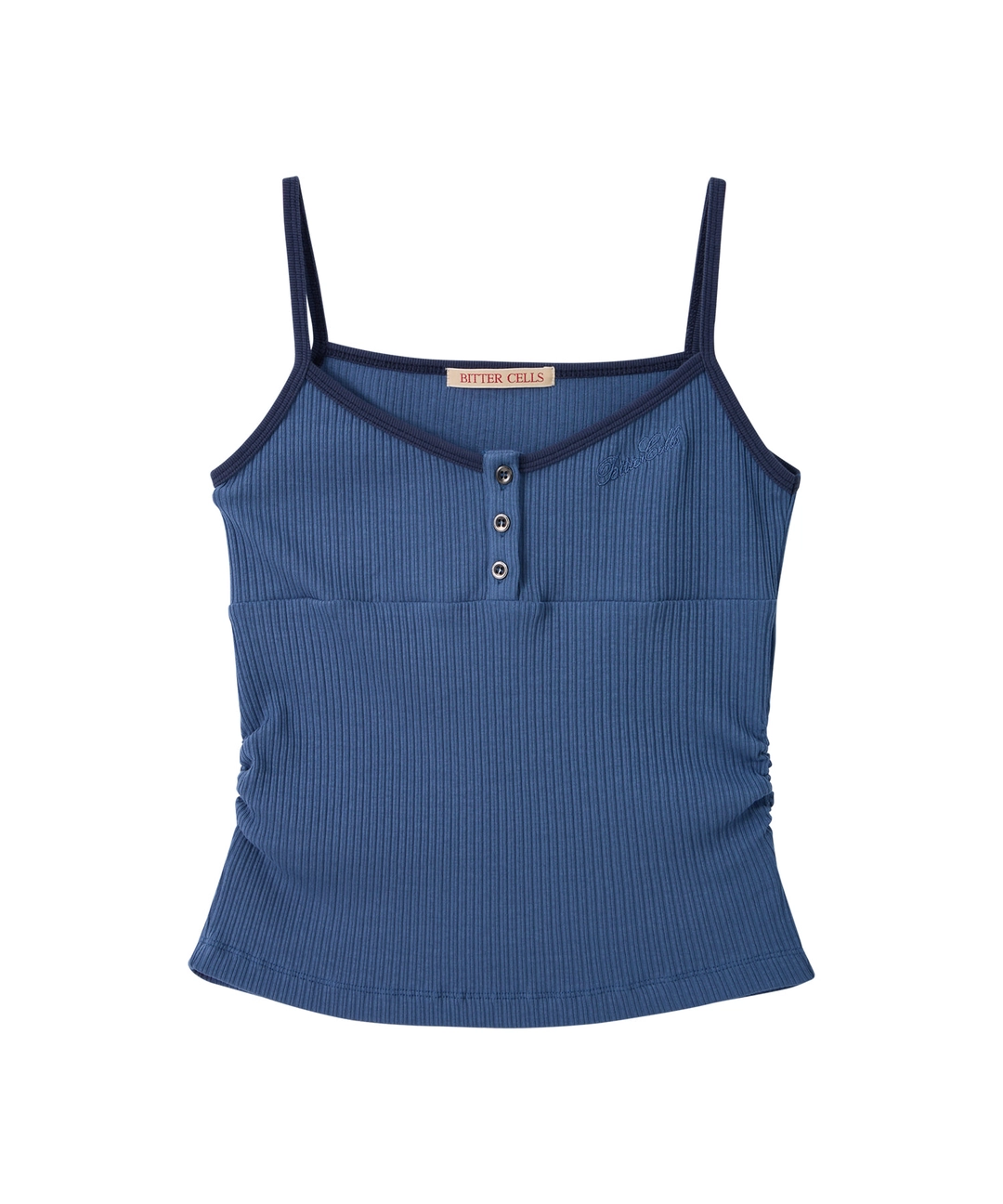 비터셀즈 V Neck Shirring Sleeveless-Blue 상품 이미지 1
