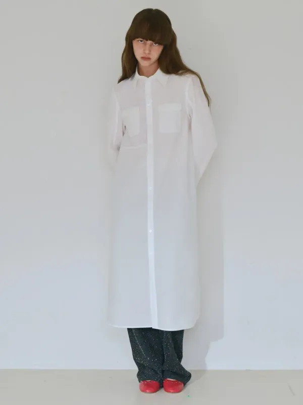 Layer Cotton Long Shirts [White]
