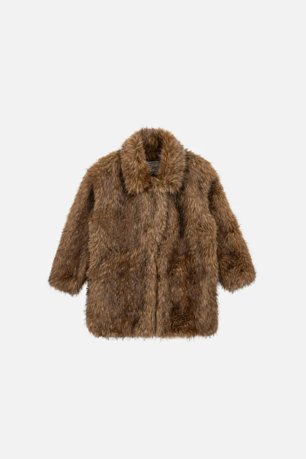 VINTAGE RACOON FUR COAT - BROWN