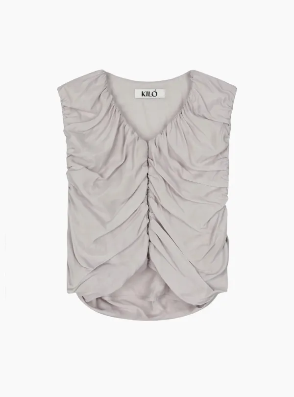 HOOK SLEEVELESS BLOUSE (GRAY)