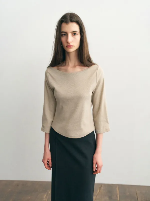 Moss Boat Neck Tee_Beige