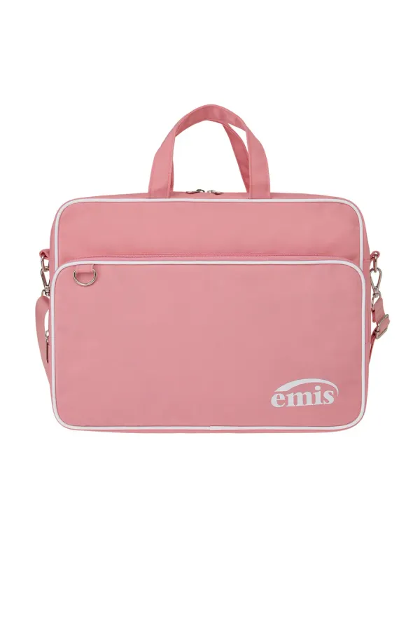 NYLON ZIP-POCKET MESSENGER BAG-PINK