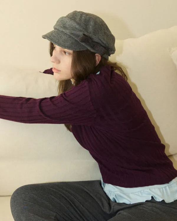 Fuzzy drape ribbon cap - 2color