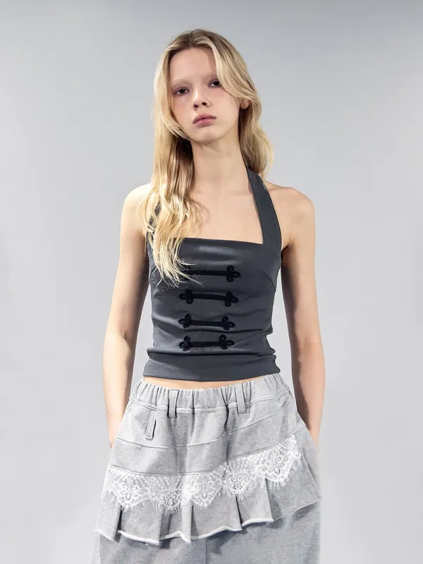 NAPOLEON STRAP HALTER TOP (CHARCOAL)