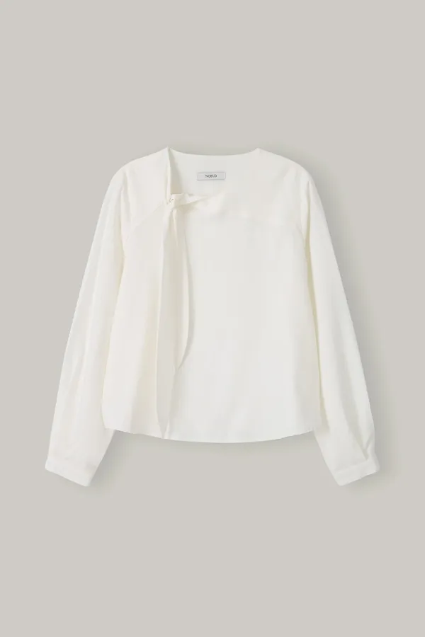 Diagonal Scarf Blouse(Ivory)