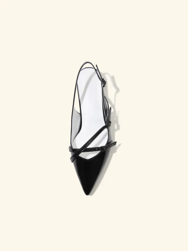 [시크릿특가 @iamdewww ~4/27] Oblique strap slingback / 블랙