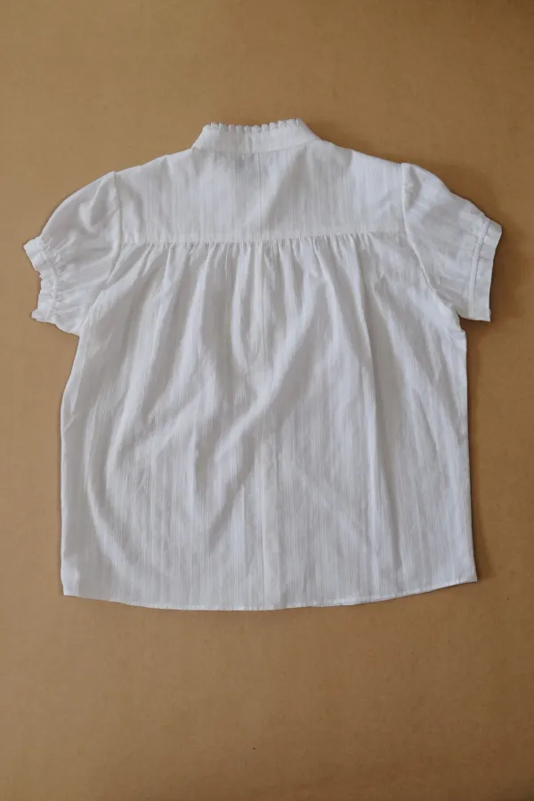 Lace Frill Half Blouse (White)