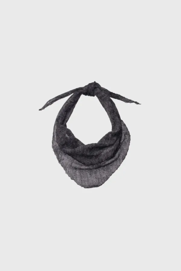 Mohair triangle shawl (light pink / melange beige / dark gray / mint)
