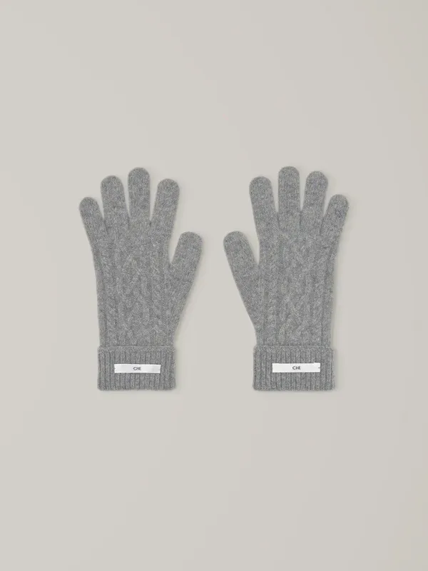 Cashmere Cable Gloves - Gray