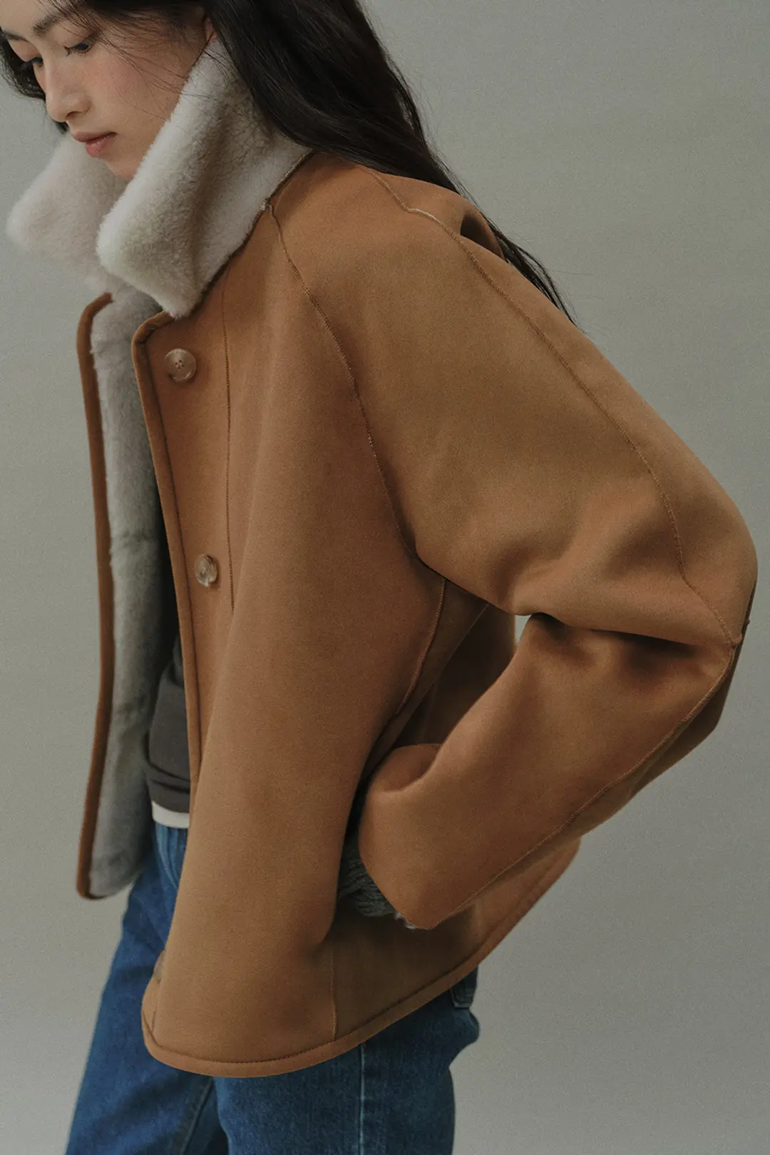 블랭크공삼 wool shearing reversible short coat (cream) 상품 이미지 2