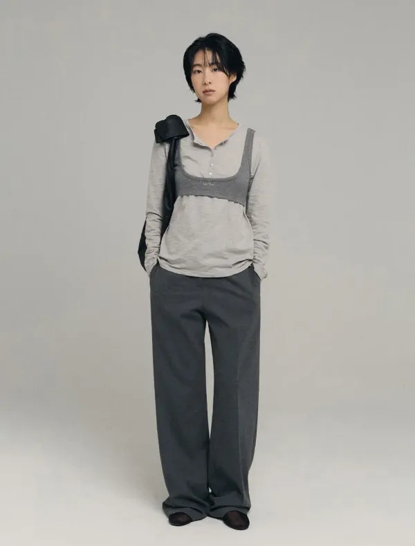 BASIC WOOL SLACKS [GREY]