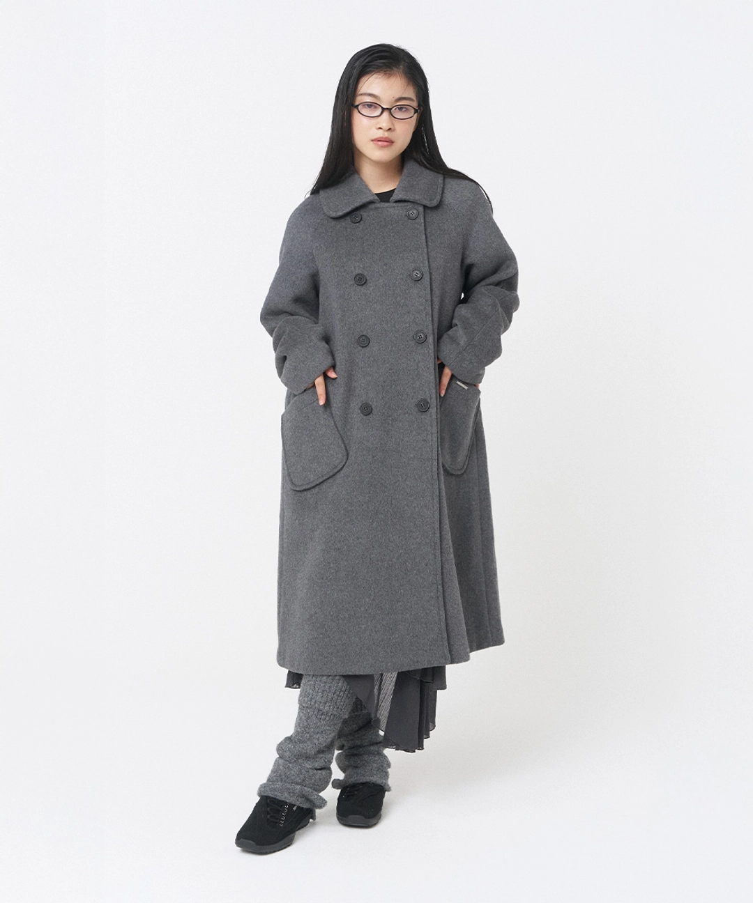 미세키서울 Double button long coat CHARCOAL 상품 이미지 3