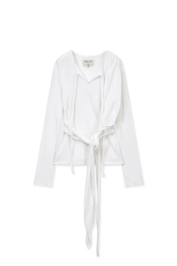 TIED DRAPERY TOP IN WHITE