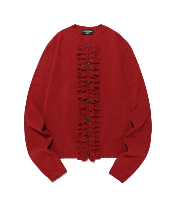 frill knit cardigan[red]