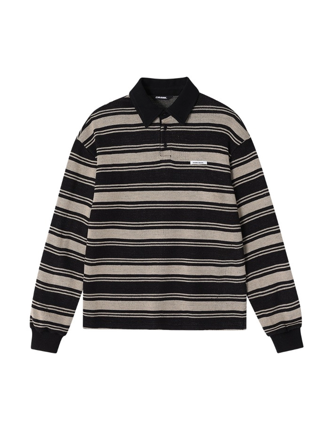 크랭크 [Last one]  STRIPED POLO KNITWEAR_BLACK 상품 이미지 1