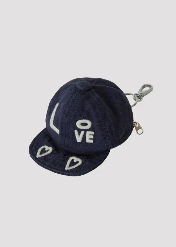 KEYRING POUCH CAP LOVE AND HEART NAVY