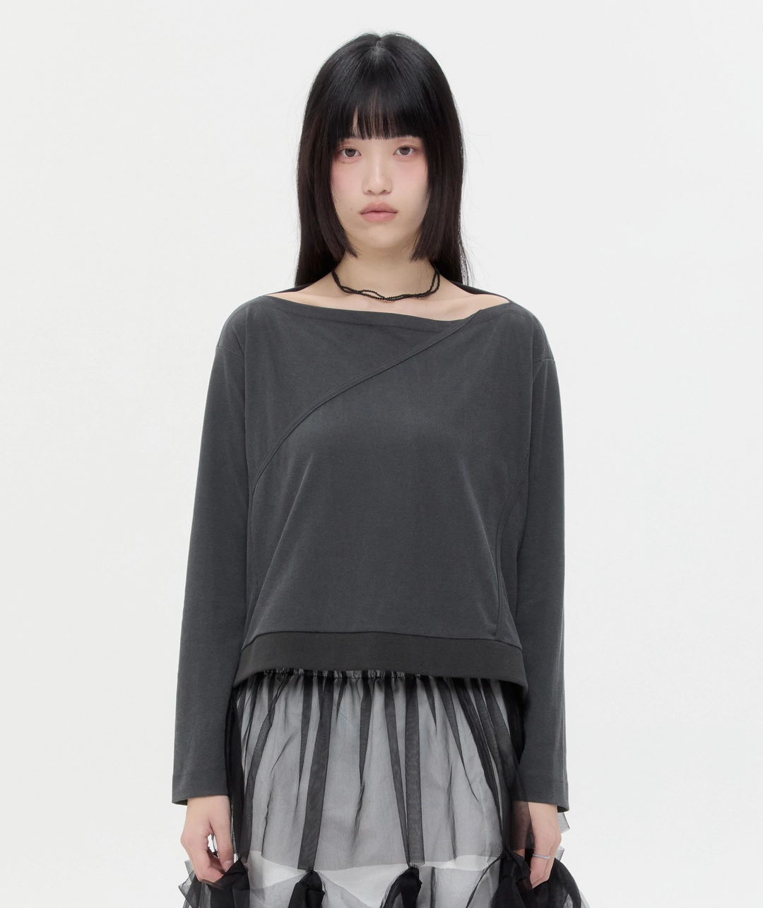 타입서비스 Slit Cut Paneled Top [Charcoal] 상품 이미지 1