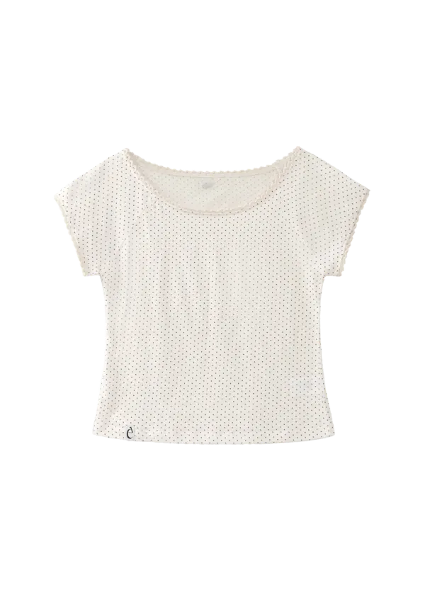 Mused 90\'s Scoop neck T-shirt - Black Dot