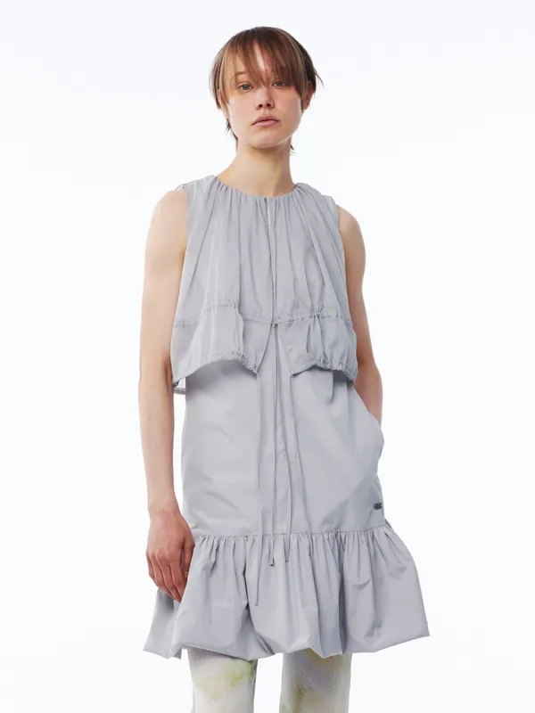 Sheer Layered Mini Dress Grey