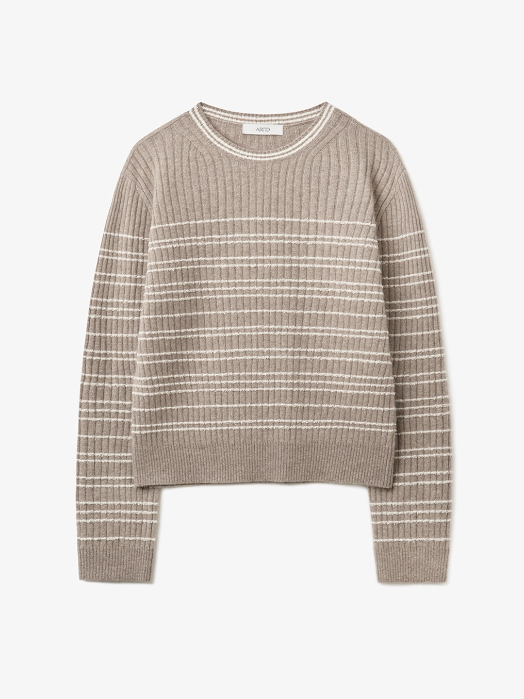 아티드 라쿤 텍스쳐 라운드 니트_MELANGE BEIGE 상품 이미지 2