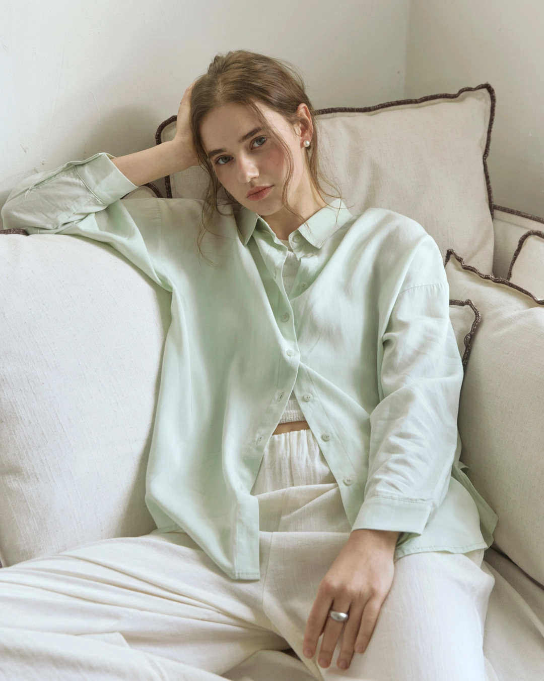 어다울 Soft overfit shirts - mint 상품 이미지 1