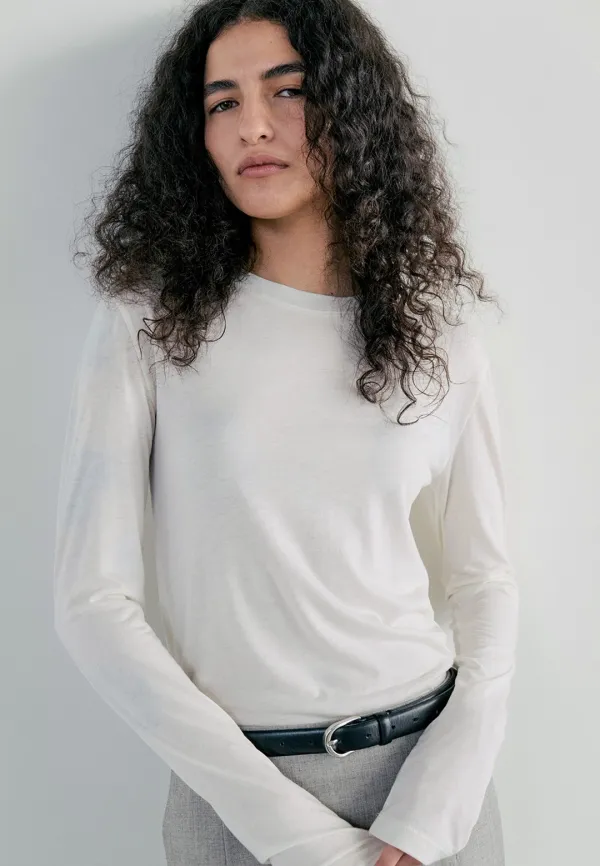 WOOL TENCEL ROUND T-SHIRT - CREAM